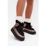 Boto Low Women's Snow Boots Insulated With Fur With Thick Lacing Black Xarina | ePonuda.com