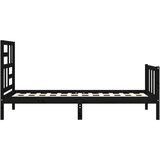  Posteljni okvir z vzglavjem črn 100x200 cm trden les, (20738218) | Shoptok.si