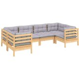  Vrtna sedežna garnitura 6-delna s sivimi blazinami borovina, (20674496) | Shoptok.si