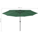  Vrtni suncobran s LED svjetlima i metalnom šipkom 400 cm zeleni | shoptok.hr