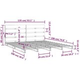  Okvir za krevet od masivnog drva 135x190 cm 4FT6 bračni | shoptok.hr