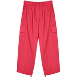 Trendyol fuchsia cargo pocket wide leg woven trousers Cene