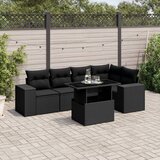vidaXL 6-dijelni set vrtnih sofa s jastucima crni od poliratana | shoptok.hr