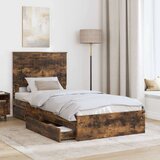  Krevet s od storage s uzglavljem Dimljeni hrast 90 x 190 cm | shoptok.hr