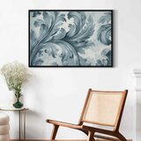  Slika - Stone Baroque Ornaments in Light Shades of Gray-Blue 90x60 U crnom drvenom okviru | shoptok.hr