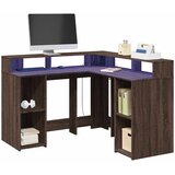  Radni stol LED svjetlima smeđa boja hrasta 130x130x91 cm drveni | shoptok.hr