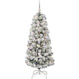vidaXL Umetno Zložljivo Božično Drevo Zelena in bela 150 cm PVC | Shoptok.si