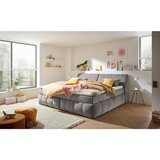 MID.YOU POSTELJA BOXSPRING 200 cm x 240 cm , tekstil, leseni material sivorjava Cene