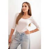 Kesi Blouse round neckline beige melange | shoptok.hr
