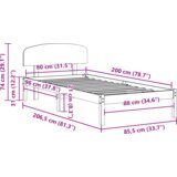  Krevetni okvir s uzglavljem tamno smeđe boje 80x200 cm od punog drveta bora | shoptok.hr