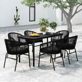  7-dijelni vrtni blagovaonski set crni Crna Dužina stola 140 cm | shoptok.hr