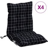 Jastuci za stolicu niskog naslona 4 kom crni karirani tkanina | shoptok.hr