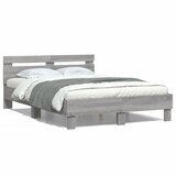 Maison Chic Posteljni okvir - Dvoposteljna postelja - Zakonska postelja z vzglavjem siva sonoma 135x190 cm inž. les-J16374, (21760184) Cene