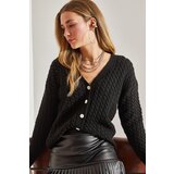Bianco Lucci Women's Braided Buttoned Knitwear Cardigan Cene