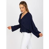 Fashion Hunters One size navy blue blouse with wide Raquel sleeves Cene