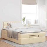  Otomanski okvir kreveta s madraca krem 120x190 cm od tkanine | shoptok.hr