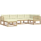  Set vanjskih sofa s jastukom 5 pcs Bijela i krem Poliester | shoptok.hr