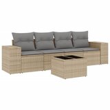 vidaXL Vrtna sedežna garnitura 5-delna z blazinami bež poli ratan, (21055433) | Shoptok.si