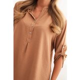 Kesi Włoski Blouse with a longer back dark camel | ePonuda.com
