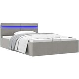 Maison Chic Dvižni Posteljni okvir - Dvoposteljna postelja - Zakonska postelja LED svetlo sivo blago 140x200 cm, (21695146) | Shoptok.si