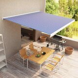 vidaXL ročno zložljiva kasetna tenda 400x300 cm modra in bela | Shoptok.si
