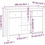 vidaXL Komoda črna 100x35x74,5 cm trdna borovina | Shoptok.si