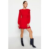 Trendyol Red Woven Dress with Frills with Belt Cene