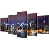 vidaXL Set platen s printom New York ponoči 100 x 50 cm, (21050318) Cene