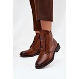 EVENTO Women's insulated ankle boots with low heel with decorations brown Tavressa | ePonuda.com