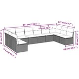  10-dijelni set vrtnih sofa od poliratana s jastucima sivi | shoptok.hr