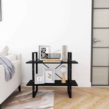 Ormarić za knjige s 2 razine crni 80x30x70 cm masivna borovina | shoptok.hr
