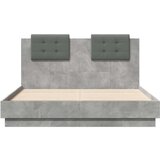  Okvir kreveta s uzglavljem siva boja betona 135x190 cm drveni | shoptok.hr