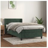 vidaXL Box spring postelja z vzmetnico temno zelen 90x190 cm Cene
