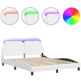 Maison Chic Posteljni okvir - Dvoposteljna postelja - Zakonska postelja z LED lučkami bel 160x200 cm umetno usnje, (21696473) Cene