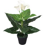 vidaXL Umetna rastlina kala lilija v loncu 45 cm bele barve | Shoptok.si