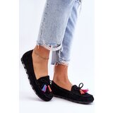 Boto Suede Loafers With Bow And Fringes Black Dorine | Shoptok.si