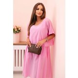 Kesi Włoski Women's cotton dress with a loose fit light pink | shoptok.hr