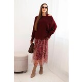Kesi Włoski Women's set with a wool sweater and a viscose dress burgundy | shoptok.hr