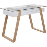 Livetastic PISALNA MIZA steklo, leseni material bela, barve hrasta Cene
