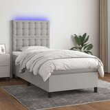  Box spring postelja z vzmetnico LED svetlo siva 90x200 cm blago, (20789473) Cene