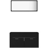  2-dijelni set kupaonskog namještaja od iverice crni | shoptok.hr