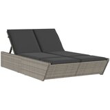 Maison Chic Dvojni Ležalnik - Sončna ležalnik z blazinami siv poli ratan, (22043406) | Shoptok.si