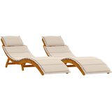  Ležaljka za sunčanje 2 pcs Krem bijela Čvrsto drvo akacije | shoptok.hr