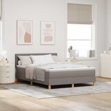  LED Box Spring Krevet Sivo-smeđa 140 x 190 cm tkanina | shoptok.hr