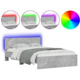  Okvir za krevet s uzglavljem i LED siva boja betona 140x200 cm | Eponuda.com