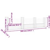  Gabionska košara U-oblika s 4 stupa 380 x 20 x 100 cm željezna | shoptok.hr