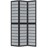 vidaXL Paravan 3-delni črn trden les pavlovnije | Shoptok.si