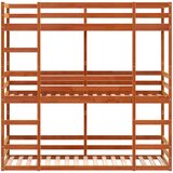 vidaXL Trojni pograd voščeno rjav 90x200 cm trdna borovina | Shoptok.si