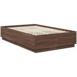  Krevetna konstrukcija s LED trakama Smeđi hrast 135 x 190 cm | shoptok.hr