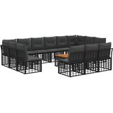  Set vanjskih sofa 14 pcs Crna i tamno siva Poliester | shoptok.hr
